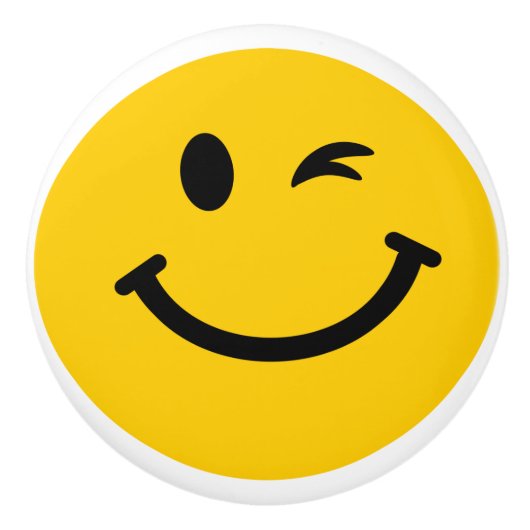 Winking Yellow Happy face Keramikknauf (Vorderseite)