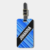 Winkliger Name + Streifen des blauen Gepäckanhänger (Vorderseite vertikal)