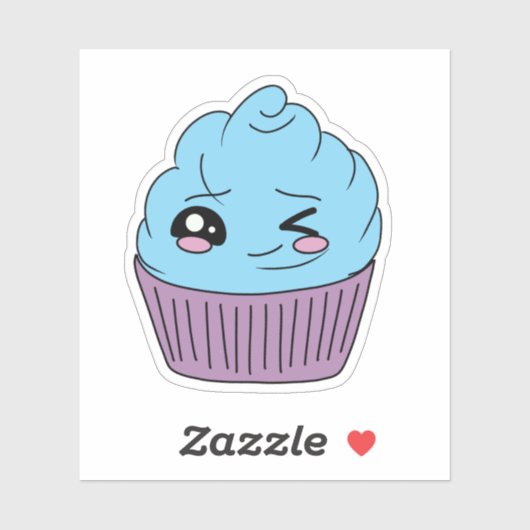 Winky Blaue Cupcake Aufkleber (Blatt)