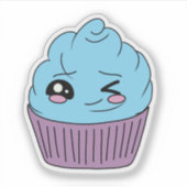Winky Blaue Cupcake Aufkleber (Vorderseite)