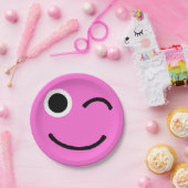 Winky Face Pink Kokett Winking Emoticon Emojii Pappteller (Party)