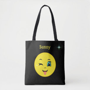 Winky Happy Face Emoji auf Black Tasche