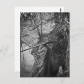 Winnebago Indischer Chefente Jagd Graustufen Postkarte (Vorne/Hinten)