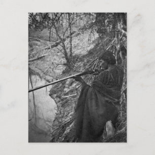 Winnebago Indischer Chefente Jagd Graustufen Postkarte