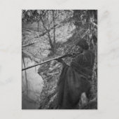 Winnebago Indischer Chefente Jagd Graustufen Postkarte (Vorderseite)