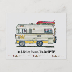 WINNEBAGO RV happy camper art print Cute whimsical Postkarte