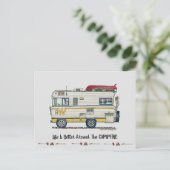 WINNEBAGO RV happy camper art print Cute whimsical Postkarte (Stehend Vorderseite)