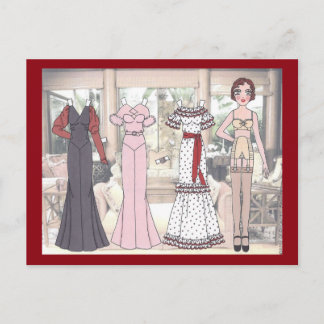 Winnie, Art Deco Dame Papierpuppe von 1936 Postkarte