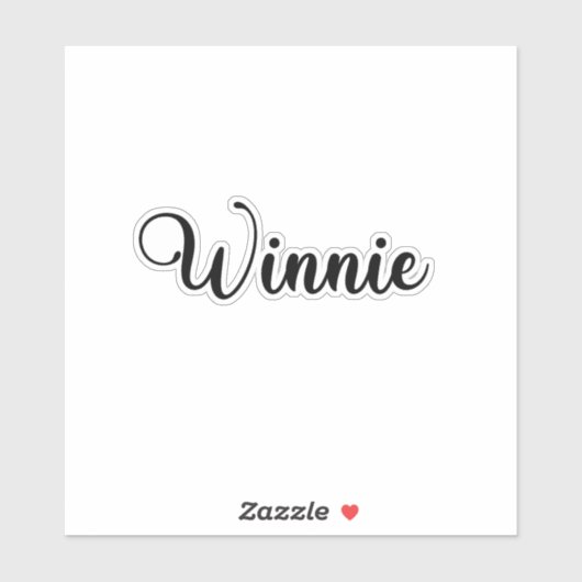 Winnie Name - Handgeschriebene Kalligrafie Aufkleber (Blatt)