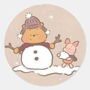 Winnie Puuh Weihnachten  Runder Aufkleber