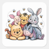 Winnie the Pooh Classic Quadratischer Aufkleber (Vorderseite)