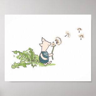 Winnie The Pooh - Piglet with Dandelie Poster
