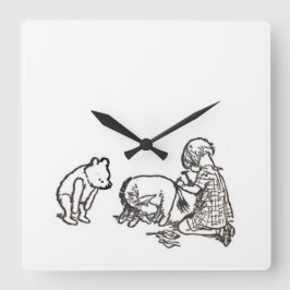 Winnie the Pooh Sketch Quadratische Wanduhr