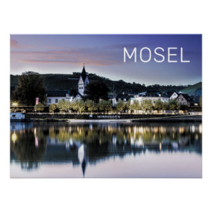 Winningen Mosel Sonnenuntergang Panorama Deutschla Poster