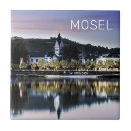 Winningen Moselle Sunset Panorama Deutschland Vint Fliese