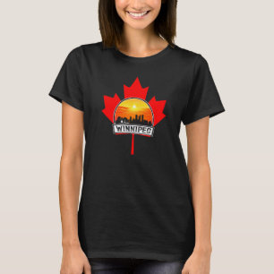 Winnipeg Canada Maple Leaf Canadian City Skyline S T-Shirt