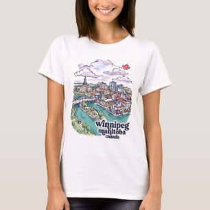 Winnipeg Manitoba Kanada Einfache Blaue Skyline Cu T-Shirt