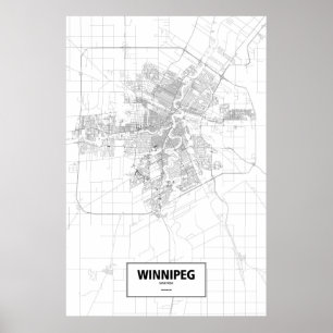 Winnipeg, Manitoba (Schwarzes auf Weiß) Poster