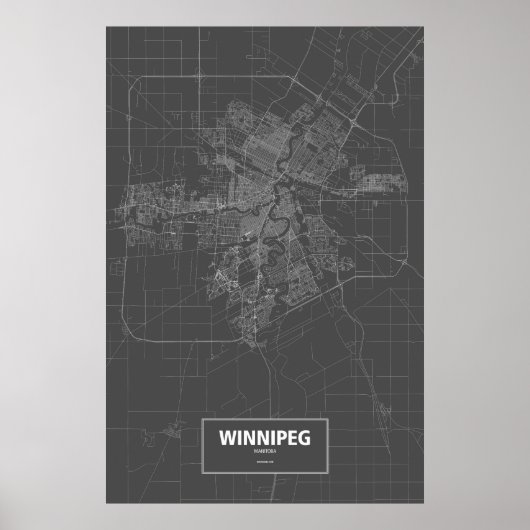 Winnipeg, Manitoba (weiß auf schwarz) Poster (Vorne)