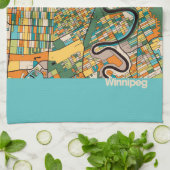 Winnipeg Map/blau Geschirrtuch (Gefaltet)