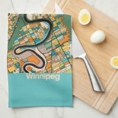 Winnipeg Map/blau Geschirrtuch (Viertel Falte)