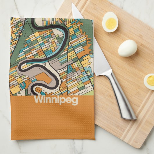 Winnipeg Map/orange Geschirrtuch (Viertel Falte)