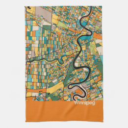 Winnipeg Map/orange Geschirrtuch
