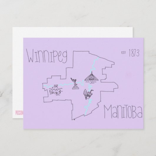Winnipeg Map Postkarte (Vorne/Hinten)