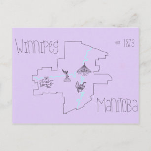 Winnipeg Map Postkarte