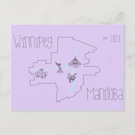 Winnipeg Map Postkarte (Vorderseite)