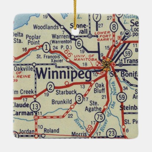 Winnipeg MB Vintage Karte Keramikornament (Rückseite)