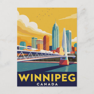Winnipeg Skyline Kanada Vintage Kunst Postkarte