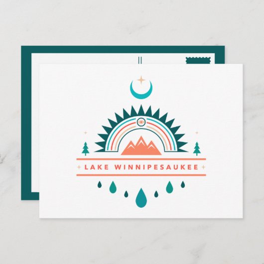 Winnipesaukee boho Regenbogenmond Postkarte (Vorne/Hinten)