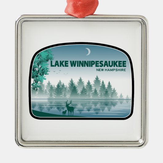 Winnipesaukee New Hampshire Deer Ornament Aus Metall (Vorne)