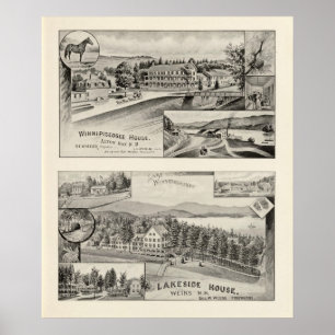 Winnipiseogee Haus, Seeufer-Haus Poster