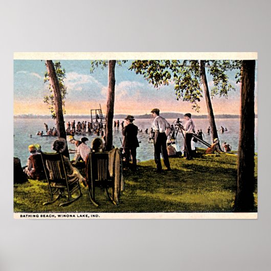 Winona Lake, Indiana Badestrand Poster (Vorne)