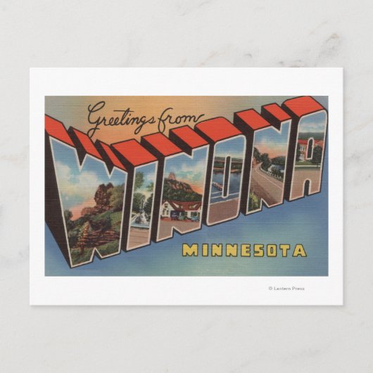 Winona, Minnesota - Große Buchstabenszenen Postkarte (Vorderseite)