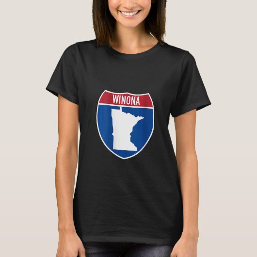 Winona Minnesota Karte Autobahn Autobahn Autobahn T-Shirt (Vorderseite)