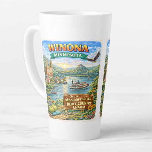 Winona, MN Minnesota Souvenir Geschenk Latte Tasse (Linke Ecke)