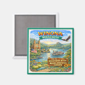 Winona, MN Minnesota Souvenir Magnet (Vorderseite/Rückseite)