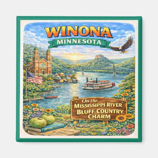 Winona, MN Minnesota Souvenir-Magnet Magnet (Vorne)