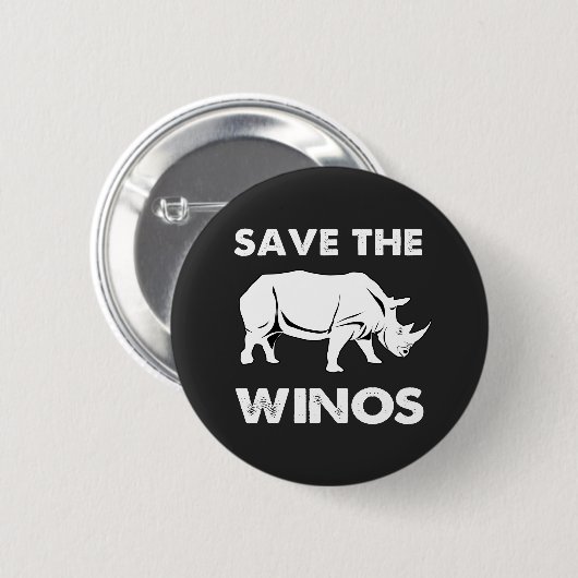 Winos mit Rhinoceros gerettet Button (Vorne & Hinten)