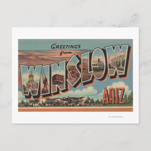 Winslow, Arizona - Große Buchstabenszenen Postkarte (Vorderseite)