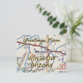 Winslow AZ Vintag Map Postkarte (Stehend Vorderseite)