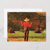 Winslow Homer - Bauer mit Pitchfork Postkarte (Vorne/Hinten)