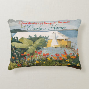Winslow Homer Flower Garden und Bungalow Bermuda Dekokissen