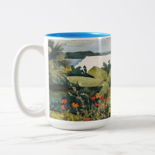 Winslow Homer Flower Garden und Bungalow Bermuda Zweifarbige Tasse (Links)