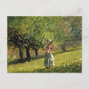 Winslow Homer Gemälde, Mädchen mit Heurechen Postkarte