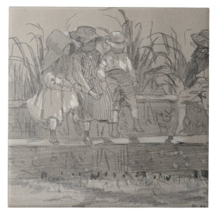 Winslow Homer - Kinder, die auf einem Zaun sitzen Fliese