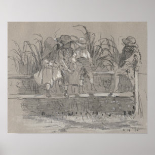 Winslow Homer - Kinder, die auf einem Zaun sitzen Poster